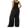 thumbnail image 4 of Wide Leg Overalls for Women Sleeveless Jumpsuits Suspender Overalls with Pockets, 4 of 5