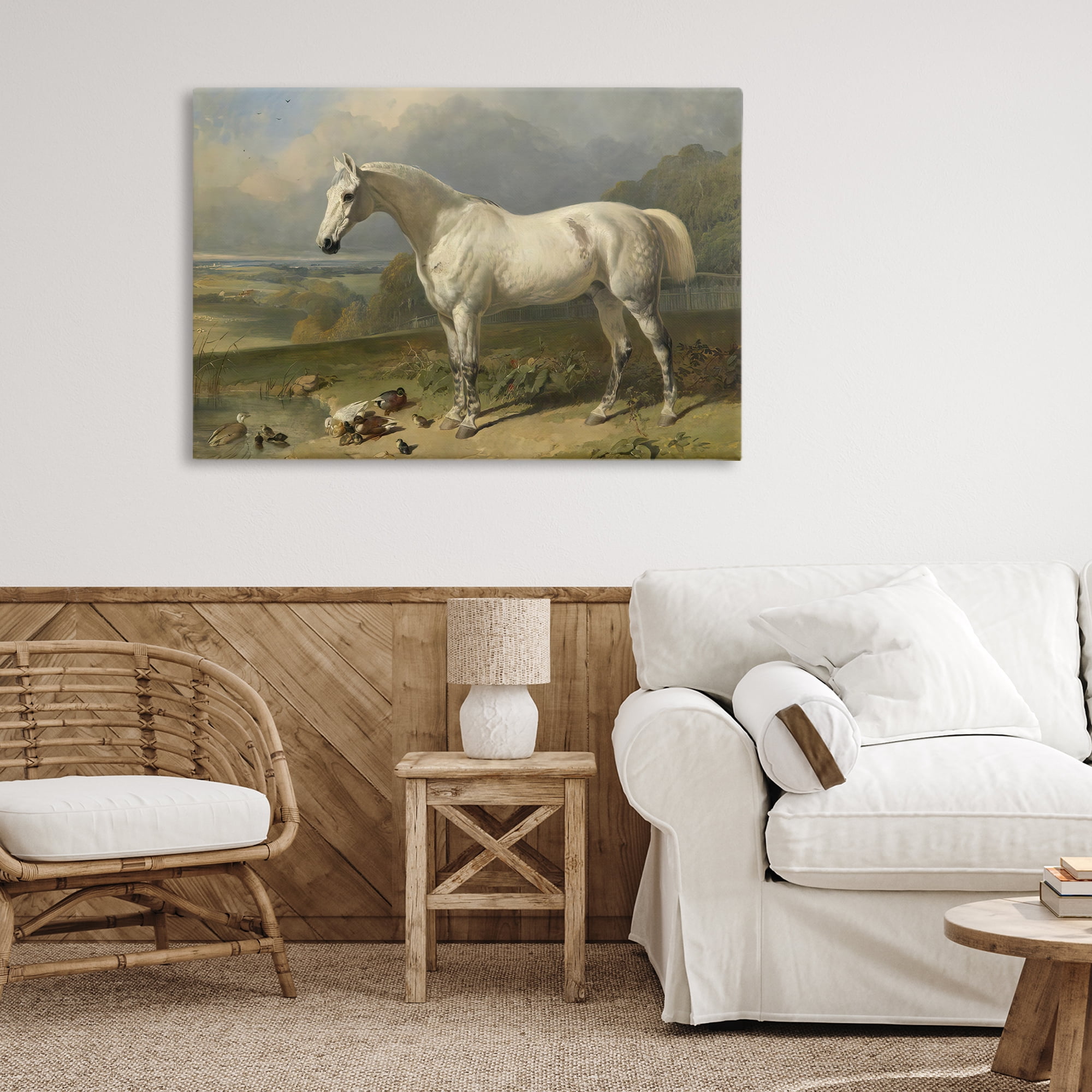 Stupell Industries Grey Horse And Ducks In Landscape Canvas Wall Art, design by Tina LeCour