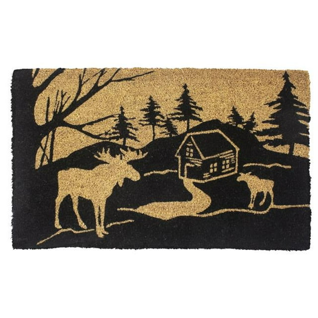 Entryways Basics P2247 Moose Lodge Coir Doormat with Backing - Black