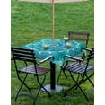 thumbnail image 4 of nqOlkjepod Turquoise Boho Outdoor Tablecloth with Umbrella Hole & Zipper, Abstract Art Floral Ethnic Tribal Square Table Cover 54x54 Inch, Dining Waterproof Table Cloth Protector for Patio/Party, 4 of 7