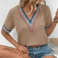 thumbnail image 5 of LYXSSBYX Summer Tops for Women 2024 Women's Casual Solid Color Short-Sleeved V-Neck Top, 5 of 9
