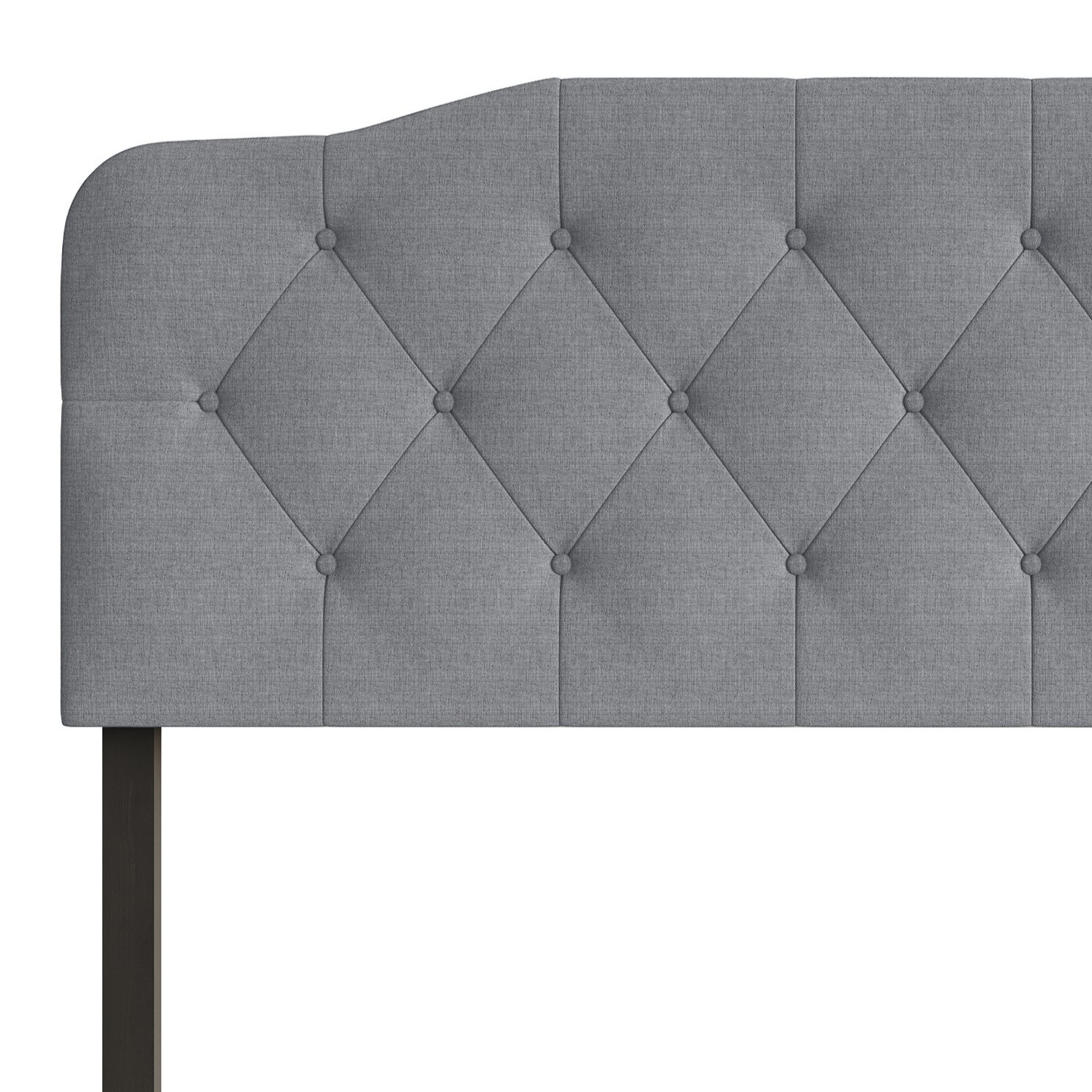 Home Design Angela King Button-Tufted Upholstered Headboard with Adjustable Height and Foam Padding, Grey, Easy assembly