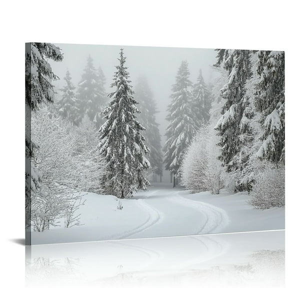 Shadudu Large Framed Wall Art Decor Winter Landscape Canvas and Mountain Landscape Snow Nature Wilderness Cozy Wall Art for Home Bathroom Living Room Kitchen 24x36in 36x24in