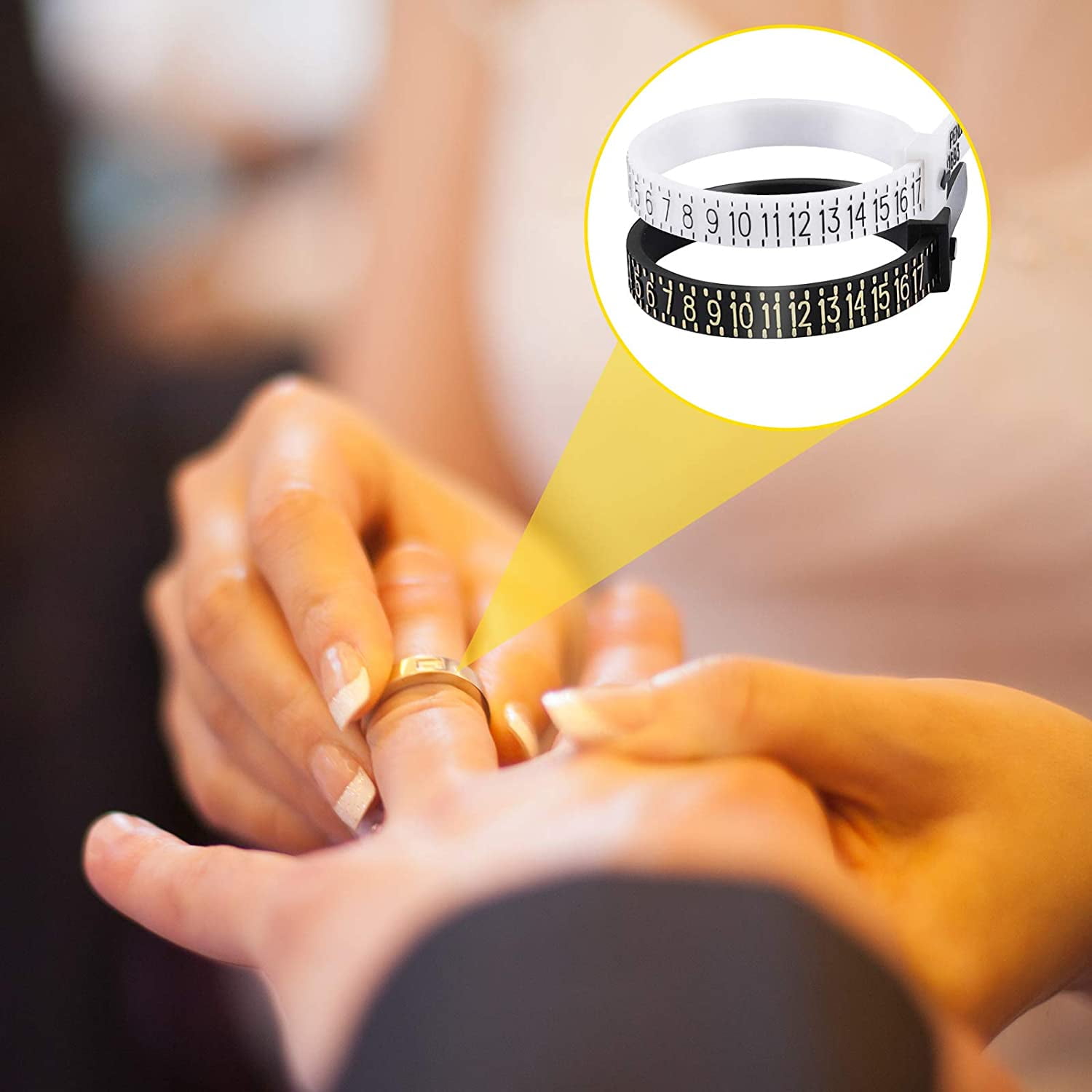 Local Delivery】Jewelry Plastic Ring Measuring Tool Finger Sizer Gauge with  Digital Magnifying Glass Reusable