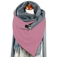 thumbnail image 4 of PMVFHDE Women's Double Layer Snap Closure Triangle Scarf for Fall and Winter, Solid Color Warm Wrap for Women, Fashionable High Neck Style Scarf for Cold Weather Pink, 4 of 5