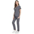 thumbnail image 4 of HAJWOH Gray Scrubs for Women Set Size1 Stretchy Nursing Uniform Short Sleeve V Neck Scrub Top & Jogger Pants Solid Color Scrub Suit with Multi Pocket Gray XL, 4 of 5