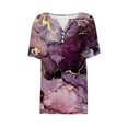 thumbnail image 4 of OKBOP Purple Spring Tops for Women 2024 Short Sleeve Graphic Marble Button V-Neck T-Shirts Womens Shirts for Summer, 4 of 4