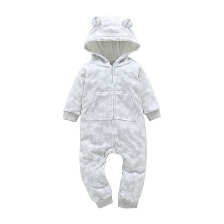 

Qufokar Baby Beanie Caps Bear Ears Boys Summer Clothes Size 6 Baby Girls Boys Floral Autumn Animal Ear Long Sleeve Hooded Romper Jumpsuit Clothes