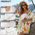 thumbnail image 6 of FKEKYI Art Flower Palm Tree Print Womens 2 Pcs Short Set Open Front Shirt Top Summer Outfits Shorts with Elastic Waist Beachwear Breathable Lounge Set Resort Wear, XL, 6 of 7