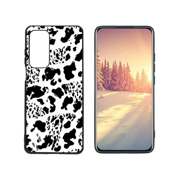 Compatible with Motorola MOTO Edge 5G UW Phone Case, Cow-Print-Abstract-Art-Black-White-Pink-Cute49 Case Men Women, Flexible Silicone Shockproof Case for Motorola MOTO Edge 5G UW
