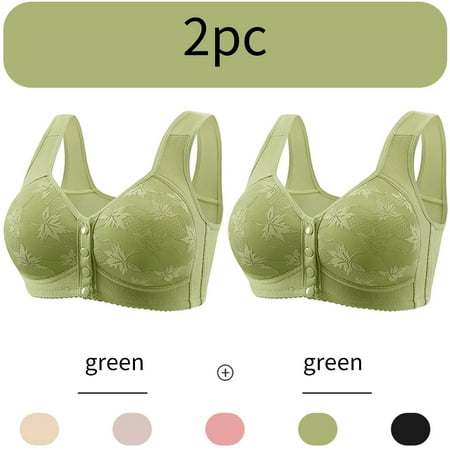 Itsame 2 Pack Everyday Casual Bra Set Womens Full Support Bra Standard Straps Wireless Comfort Bralette Green Size L