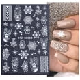 thumbnail image 3 of Adhesivo 3D para uñas de alce y copos de nieve blancos, bonitos deslizadores de lámina navideña, calcomanías adhesivas brillantes, accesorios de manicura de Año Nuevo, FBSTZ-CS083, 3 of 4