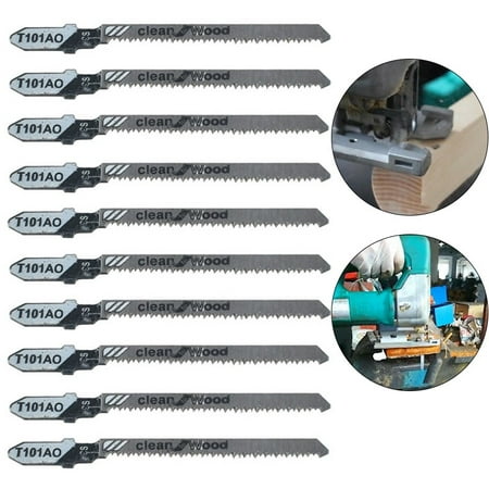 

BCLONG 10PCS T101AO 3inch T-shank Clean Curved Cutting Jig Saw Cutters HCS Tools Parts