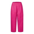 thumbnail image 3 of Lixiuxyad Business Casual Pants Women Classic Fall Plus Size Wide Legged Trouser Ladies Breathable Travel Hi Waist Solid Loose Fitting Flairy Linen Trouser Pink, 3 of 4