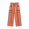 thumbnail image 3 of Ashirexll Womens Summer Pants, Capri Pants for Women, Solid Color Wide Leg Casual Elastic Waistband Pocket Trousers, 3 of 5
