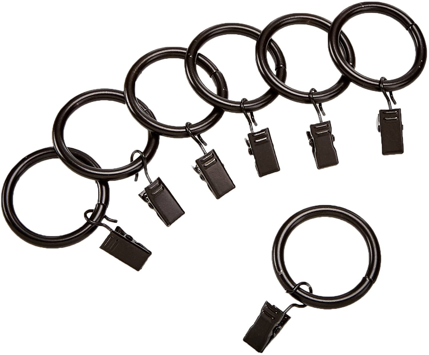 1，Black T O K G O 40-pack Black Matte Metal Curtain Rings with Clips 