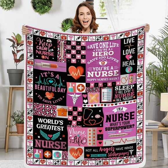 LHSHID Nurse Gifts Nurses Week Gifts Nurse Appreciation Gifts Throw Blanket Gifts for Nurses Women School Nurse On Nurse Day Doctors Day Graduation Birthday Gift Soft Blanket