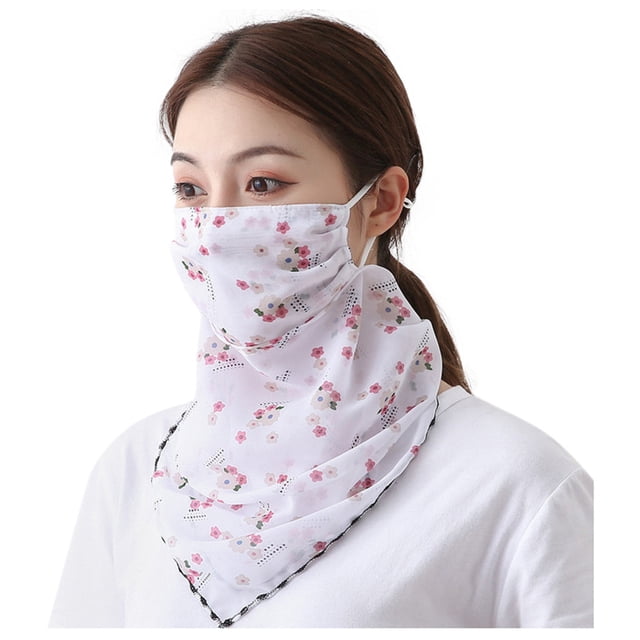 Masque à Moins de 5 $ Blanc Femme Protection Solaire Foulard Imprimé Antipoussière Foulard de Cou Masques