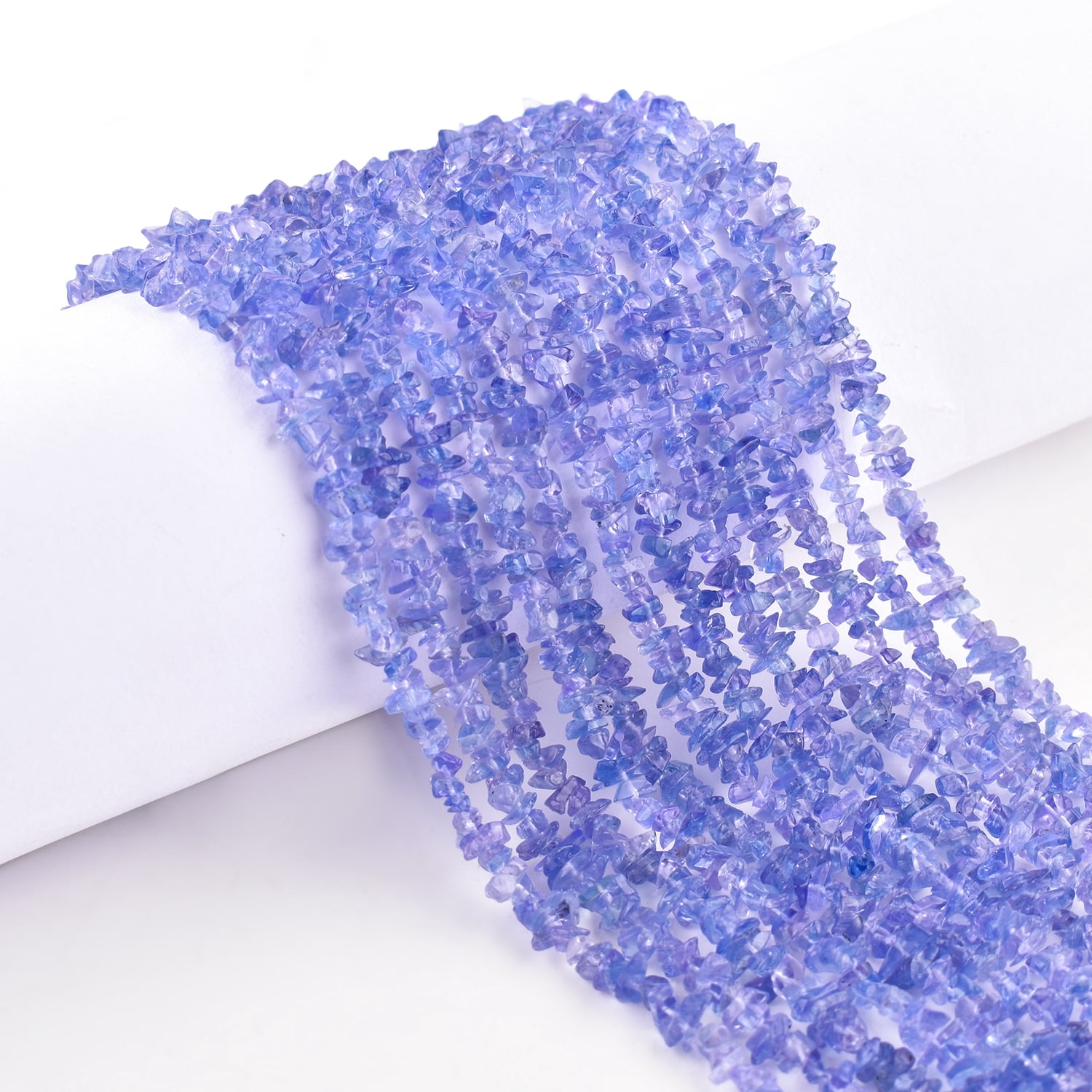 QNAVIC Blue Tanzanite Gemstone Beads Nugget Chips Drilled Stone Chakra Healing Crystals DIY Jewelry Making Wholesale Bulk Loose Supply Strand 33 inch (1 Strand)