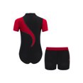 thumbnail image 2 of RUNQHUI Kids Boys Gymnastics Dance Performance Outfit Color Block Ballet Leotard with Shorts Set Burgundy 12, 2 of 5
