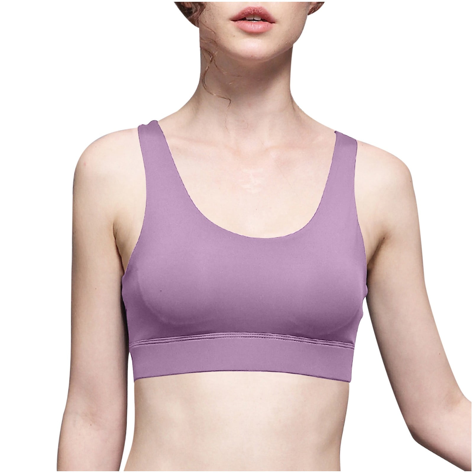 RQYYD Longline Sports Bra for Women - U-Back Cropped Tank Tops Plus Size  Padded Workout Yoga Bras Pink M