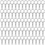 Roctee 120 Pcs Key Chain Clip D Snap Hook Split Metal Keychain with Chain, Keychain Parts Hardware with 8mm Open Jump