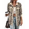 thumbnail image 2 of Women' Corduroy Leopard Jacket Button Down Long Sleeve Blouses Fall Jacket Casual Coat Apricot Color XL, 2 of 6
