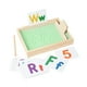 thumbnail image 3 of Bandeja de arena de madera profunda para escribir y bolígrafo de madera con 26 tarjetas de letras y 10 tarjetas de números, para que los niños dibujen. Cian, 3 of 9
