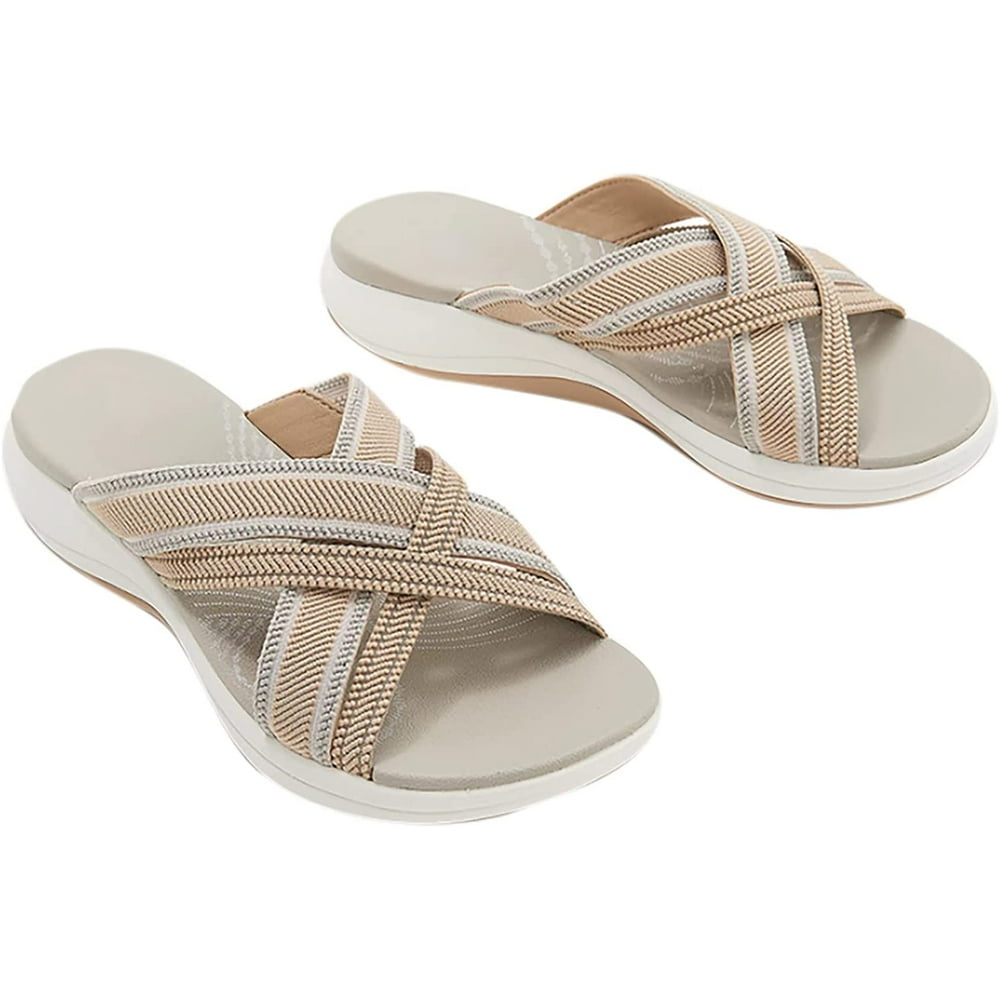 Aprezo Product Up Gradation Stretch Cross Orthotic Slide Sandals 