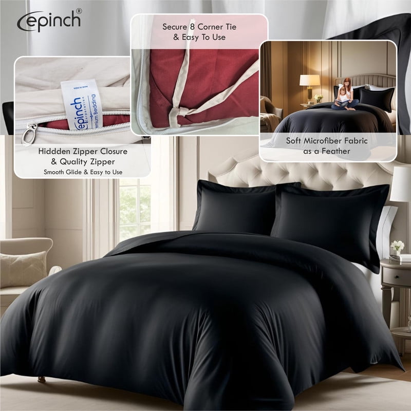 3 Sided Zipper Duvet Cover Set Easy to Use Home & Hotel Soft Microfiber 3 PCS 1-Duvet Cover & 2- Pillow Sham No Comfoter Taxas King 120 X 120 Inch