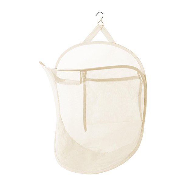 Cesto de ropa sucia colgante, cesto de ropa sucia portátil plegable montado en la pared con gancho, beige