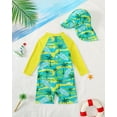 thumbnail image 3 of KIMI BEAR 12 Months Infant Baby Boys One-piece Swimsuit 18 Months Swimwear Full Zipper UPF 50+ Sun Protection Coconut Tree Print One Piece Bathing Suit Rash Guard and Hat Beachwear Sunsuit Green, 3 of 10