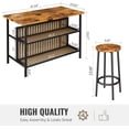thumbnail image 4 of MOOSENG 3-Piece Kitchen Island Set with Storage, Wooden Bar Table and 2 Stools, Industrial Modern Counter Height Dining Table Sets for Small Spaces, Dining Room Walnut, 4 of 9