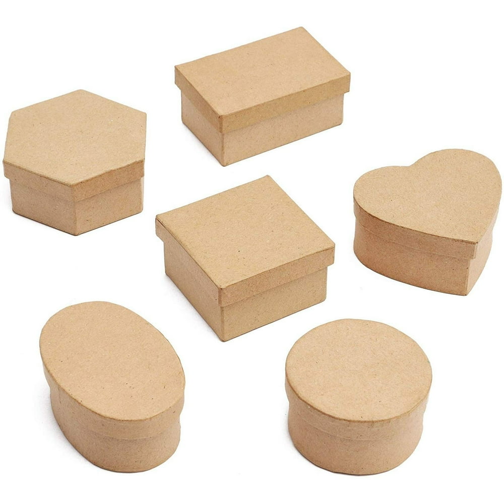 6 Packs Mini Paper Mache Gift Boxes with Lids Thick Paper Board for