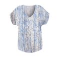 thumbnail image 2 of Gibobby Casual Playera de Manga Corta para Mujer Camiseta manga corta con cuello en V y estampado suelto informal para mujer(Azul claro,M), 2 of 5