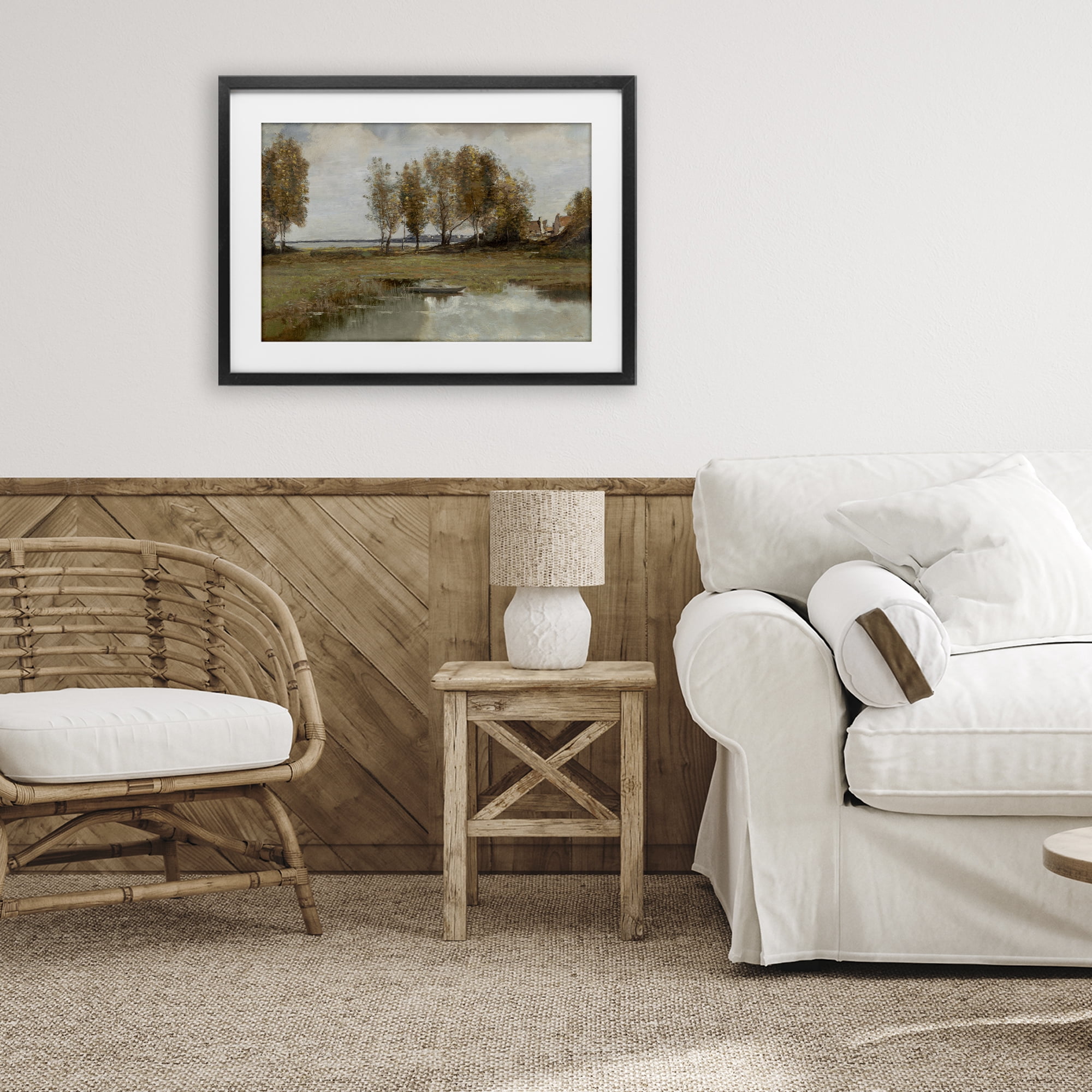 Stupell Industries A Peaceful Spot Landscape Black Framed Print Under Glass, design by Amber Sterling