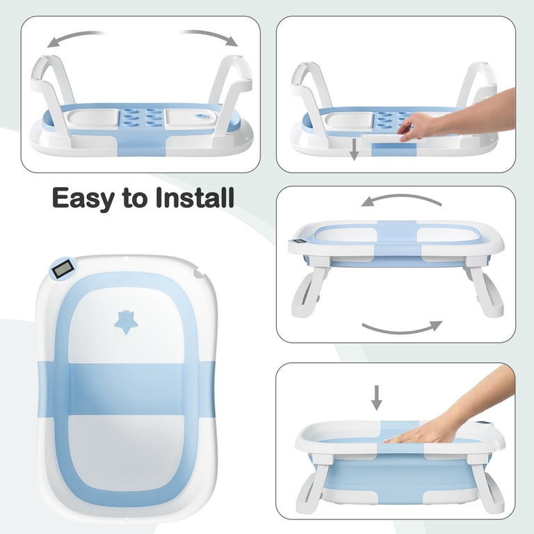 Foldable Baby Bathtub with Thermometer and Soft Net photo 6