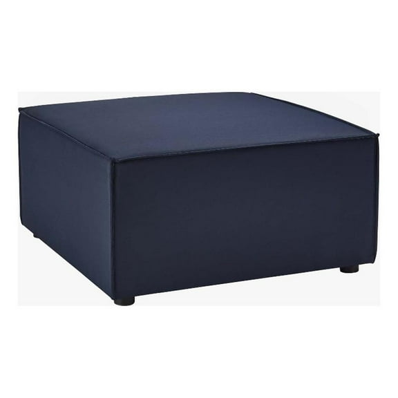 Afuera Living Fabric Upholstered Outdoor Patio Sofa Ottoman in Navy