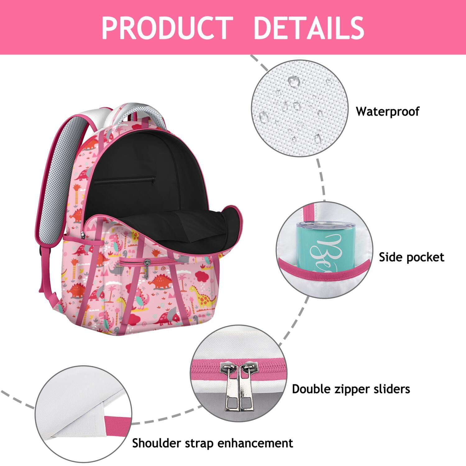 Roaring Dinosaur in Nature Backpack - Stylish Waterproof School Bag with Ergonomic Shoulder Straps