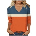 thumbnail image 2 of Womens Plus Size Tops 3/4 Length Sleeve Fall Fashion Trendy Casual Going Out Tops Cold Shoulder V Neck Gradient Plaid Graphic Shirts Casual Elegant Fall Blouse, 2 of 7