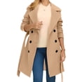 thumbnail image 5 of Women's Casual and Stylish Solid Color Loose Double-Breasted Long Trench Coat, Lapel Collar with Lining for Elegant Fall and Winter Outerwear,Khaki,L, 5 of 5