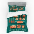 thumbnail image 2 of Grunge Duvet Cover Set, Retro Kitchen Lettering with Pots and Jars Utensils Lids on the Shelf, Bedding Set with Shams and Fitted Sheet, 3 Sizes, by Ambesonne, 2 of 3