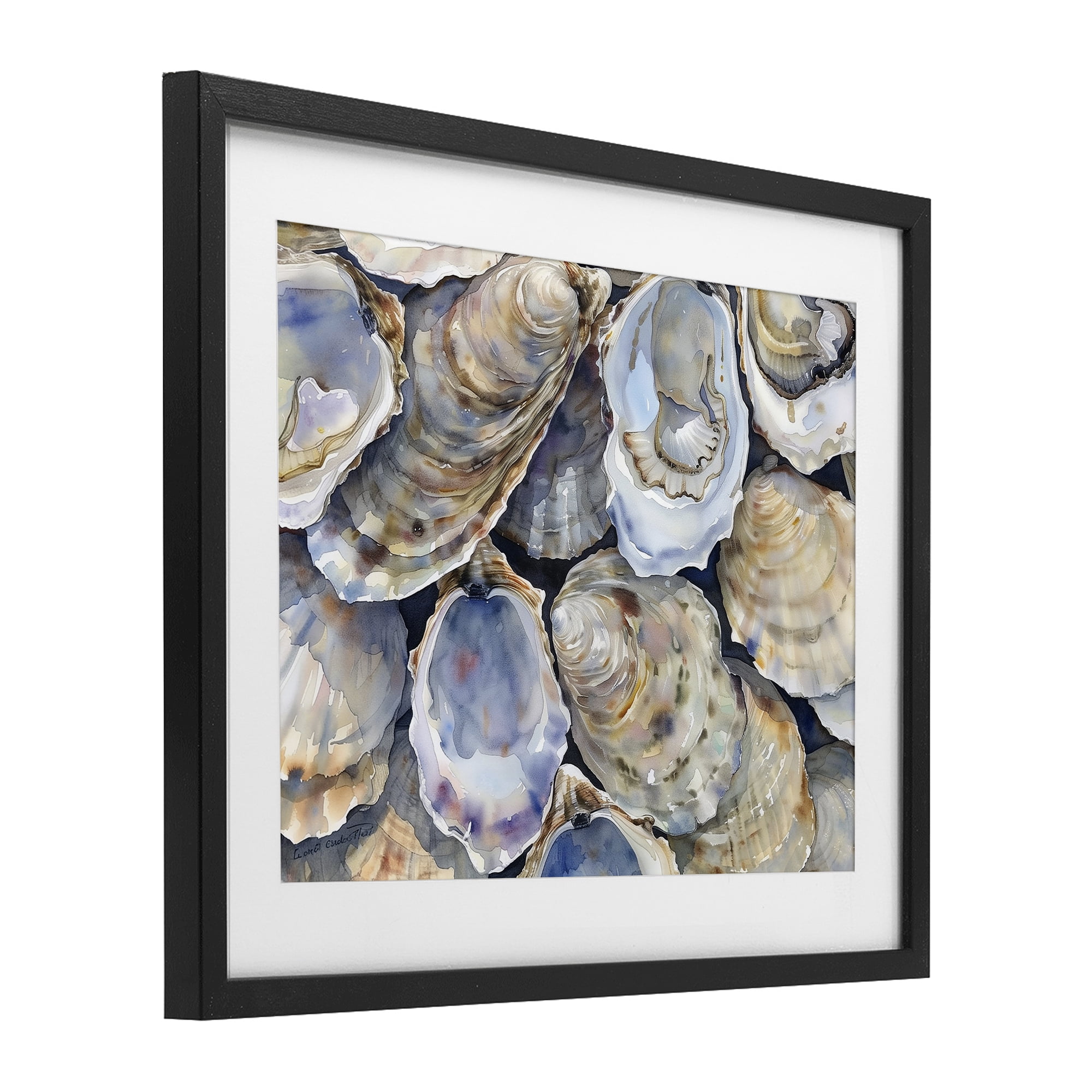 Stupell Industries Oyster Shellabration Pile Black Framed Print Under Glass, design by Heidi Kuntz