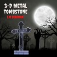 thumbnail image 2 of 3D Metal Tombstone (I.M. DEADMAN) - (Large 16.75 Tall w Steaks)-Super-Durable, Weatherproof, UV Printed - Upgrade Your Cemetery Graveyard Lawn Decor -Headstones at your Haunted House Party, 2 of 5