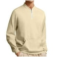 thumbnail image 4 of 2 Pack Mens Big & Tall Sweatshirts with Zipper and Pocket Plus Size S-5X Fleece Lined Shirts Long Sleeve Pullover Mock Neck Thermal Workout Sweatshirt Tops, 4 of 8
