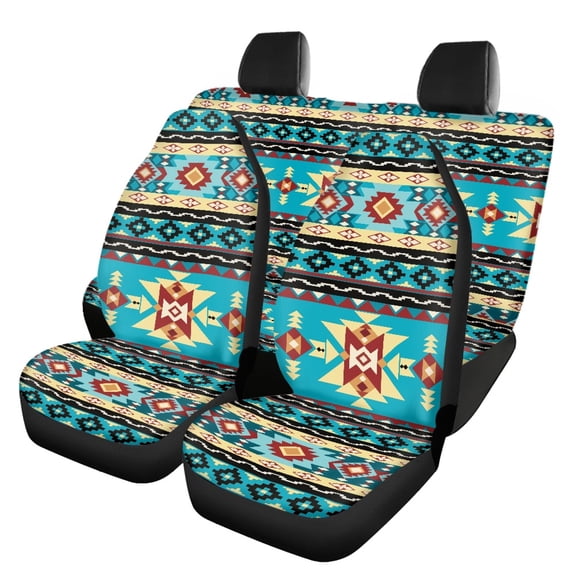 Pzuqiu Car Seat Cover Full Set Interior Polyester, Compatible with Sedan Seats Car Interior, for Cars most Cars, Red Geometric Print