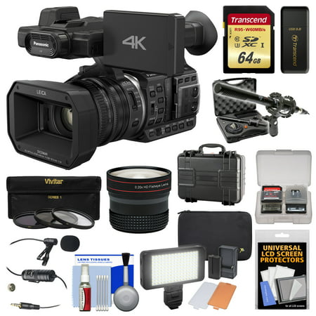 Panasonic HC-X1000 4K Ultra HD Wi-Fi Video Camera Camcorder with Fisheye Lens + 64GB Card + Waterproof Case + LED Light + Microphone Set + Filters Kit