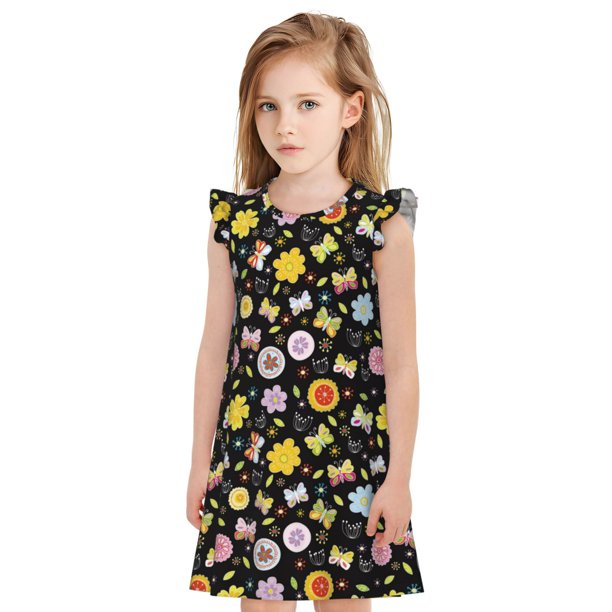 Balery Flower Butterfly Camisón de princesa para niñas, pijama de algodón con mangas abullonadas, suave y bonito.-XX-Large