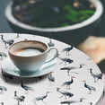 thumbnail image 3 of Ambesonne Bird Print Fitted Round Tablecloth, Asian Animals Artwork, 36"- 40" Diameter, White and Slate Blue, 3 of 5