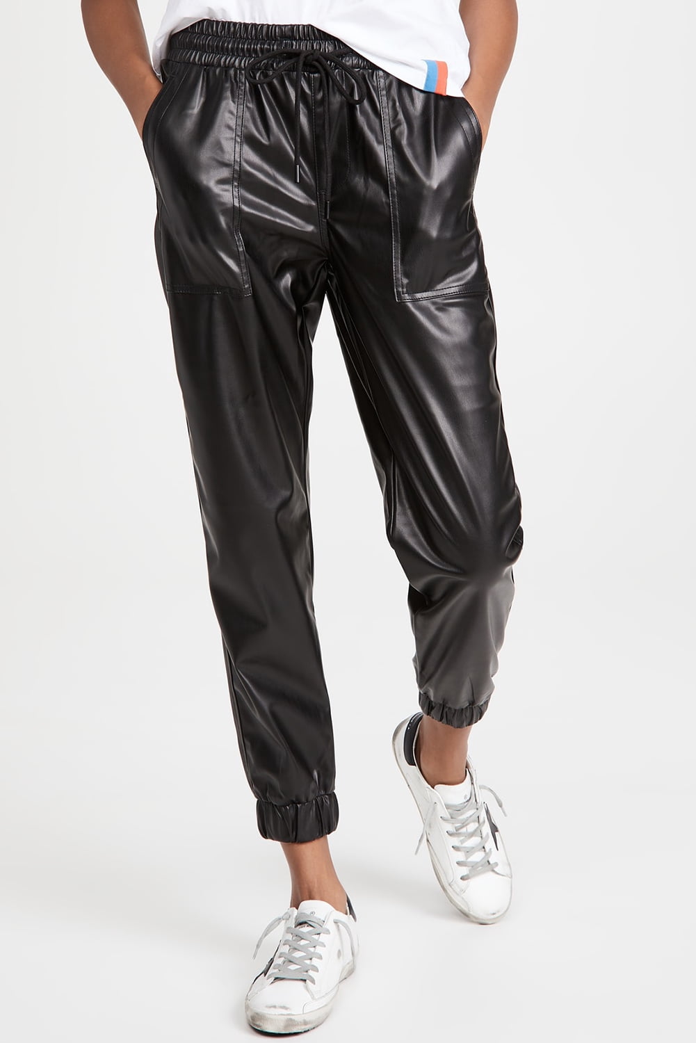 Casuashion Essential Black Faux Leather Joggers - Sleek & Comfortable Fit!